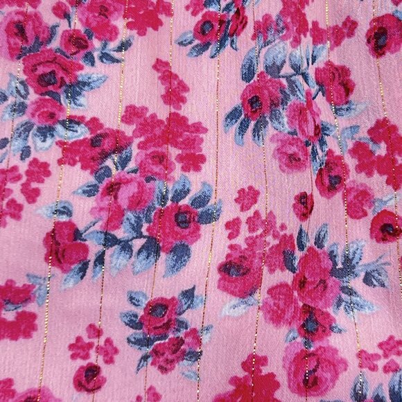 torrid Pink Gold Floral Chiffon and Lurex Tiered Ruffles Maxi Dress Size 2 - NWT - Picture 5 of 10